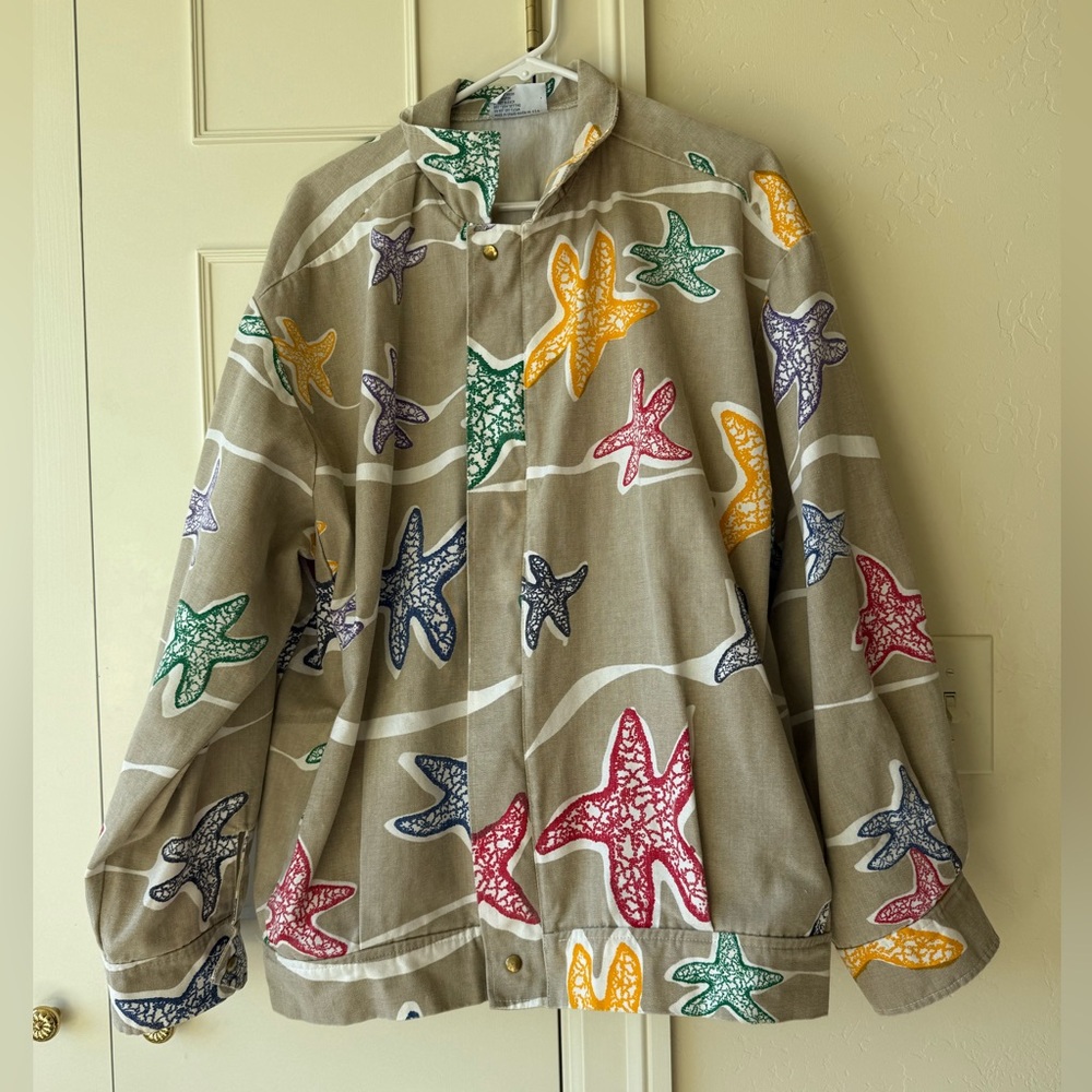 Vintage Michigan Rag Co Starfish Patterned Beach Jacket